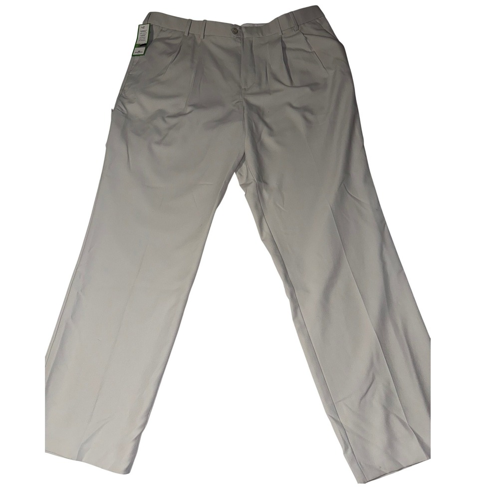 Dockers Golf Performance Pants Mens 42x32 Pleated Relaxed Fit Khaki Stone New